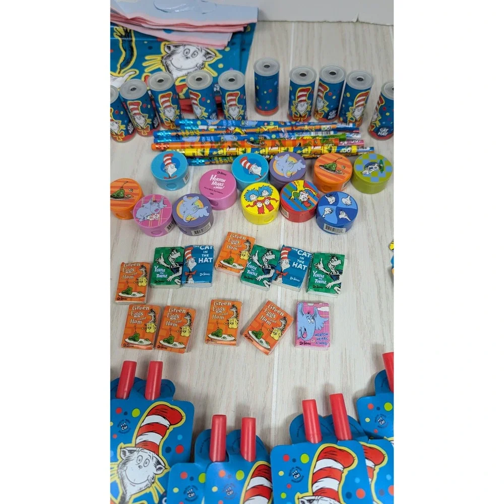 Dr. Seuss Party Favor Teacher Prizes Lot Cat in the Hat Horton pencils bags +